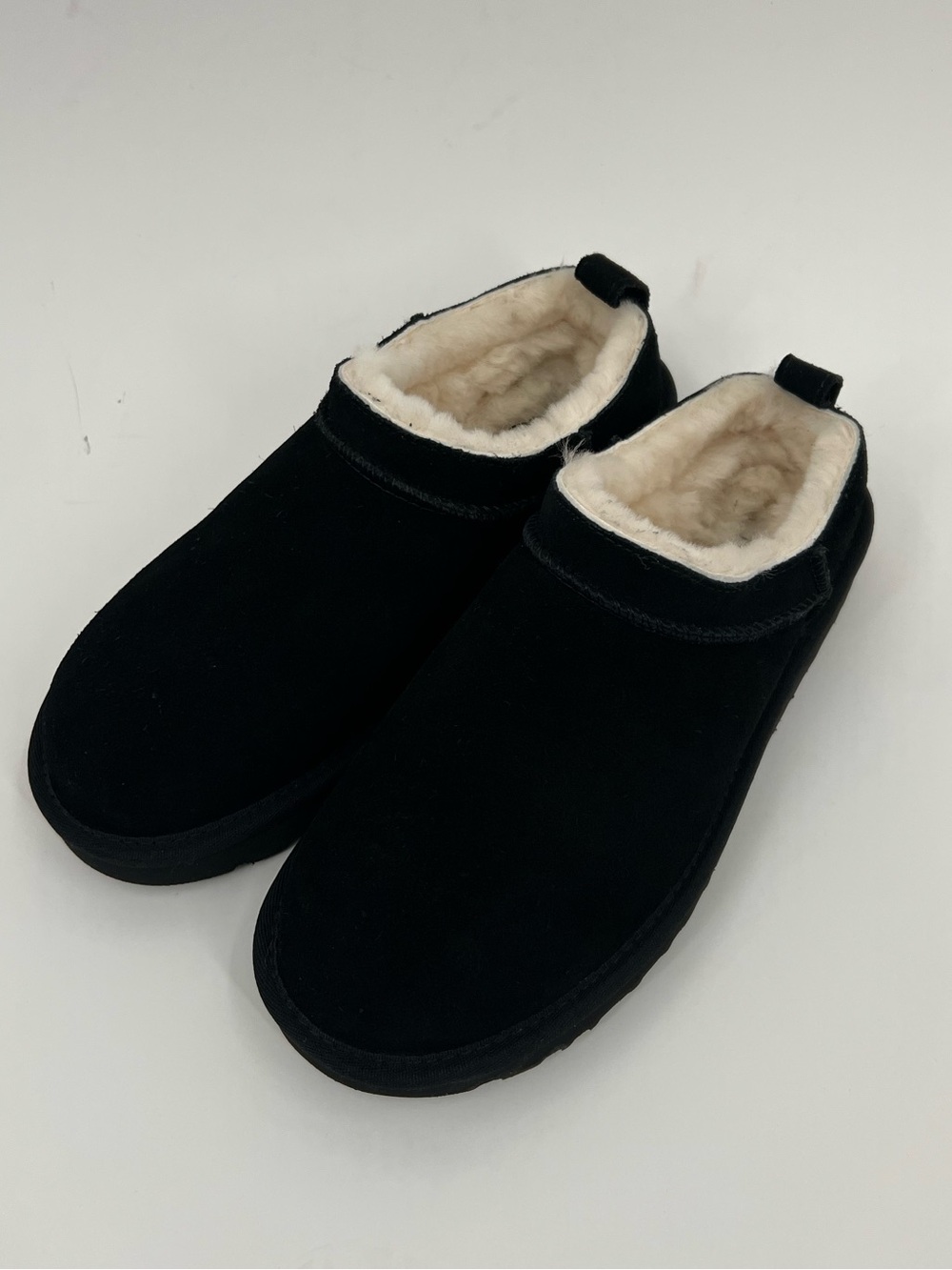 UGG Classic Micro  Black Suede Shearling-Lined Boots